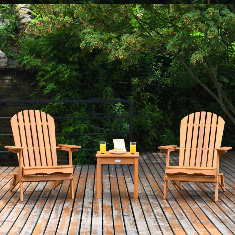 Tangkula Outdoor 3 Pieces Adirondack Chair Patio Furniture Set Eucalyptus Wood, 2 of 6