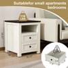 MUUEGM 18" Farmhouse Nightstand| Rustic Wooden End Table with 2 Drawers and Charging Station - 4 of 4
