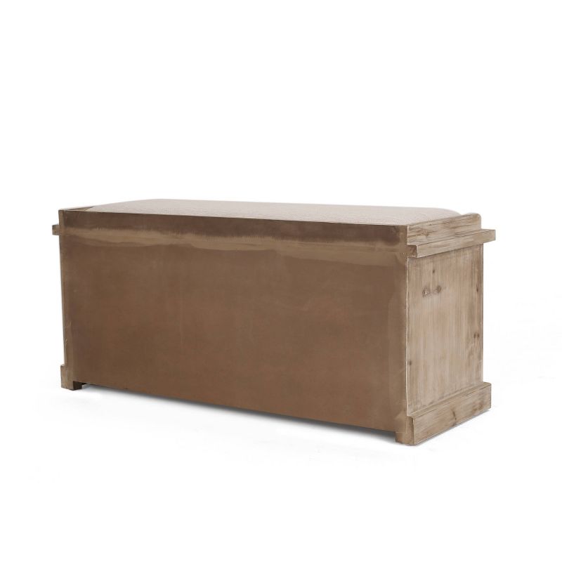 Niemi Rustic Storage Bench with Cushion Beige/ Natural/Black - Christopher Knight Home, 5 of 13