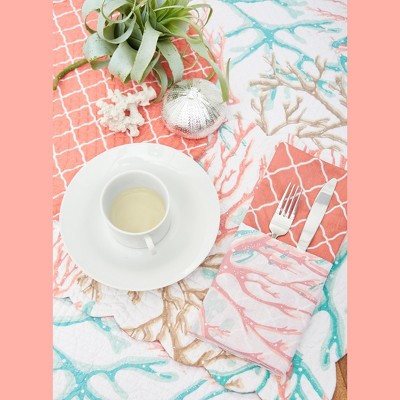 Seafoam Coral Cotton Rectangular Placemats Set of 6