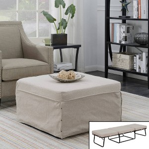 Breighton Home Designs Comfort Fabric Ottoman Soft Beige - 1 of 4