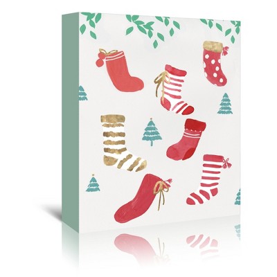 32" x 48" Christmas Stockings Pattern I by Pi Holiday Collection Wrapped Canvas Wall Art - Americanflat