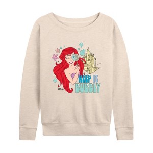 Women's - Disney Princess - Ariel Keep It Bubbly Lightweight French Terry Wide Neck Long Sleeve Shirt - 1 of 4