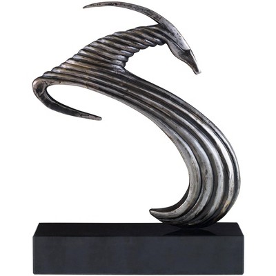 Uttermost Take The Lead 15" High Aged Silver Ram Metal Sculpture