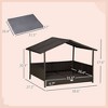 Munora Outdoor Dog Bed with Rattan Canopy - Elevated PE Rattan Pet House with Cushioned Sleeping Pad, Gray - for Small to Medium Dogs (Up to 110 lbs) - 3 of 4