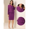 INSPIRE CHIC Women's Long Sleeve Collarless Peplum Blazer and Pencil Skirts Suit Set 2 Pcs - 2 of 4