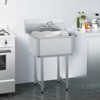 VEVOR Stainless Steel Prep & Utility Sink,1 Compartment Free Standing Small Sink Include Faucet & legs, 27"x41" Commercial Single Bowl Sinks, Silver - 2 of 4