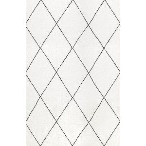 Nuloom Addy Trellis Pet Friendly Premium Machine Washable Shag Area Rug, 5' x 8', Ivory - 1 of 4
