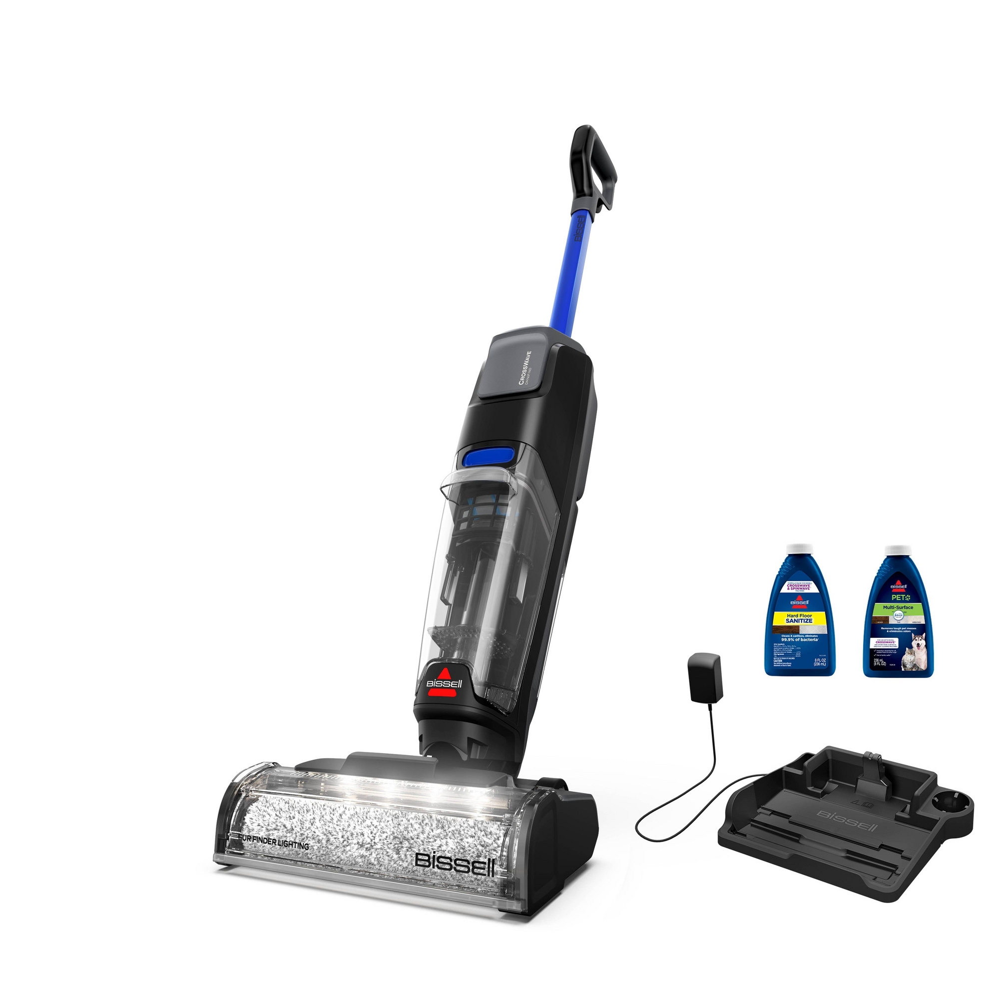 BISSELL CrossWave OmniFind Wet Dry Vacuum 3967 12" Cleaning Path Gray: Cordless, Pet Hair Pick Up, Lithium Ion Battery, 25 Min Run Time