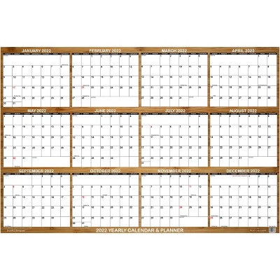 2022 Dry Erase Wall Calendar 24"x36" Bamboo - SwiftGlimpse