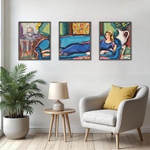 Elegant Triple Black Aluminum Alloy Frame Painting, 30*40cm, Wall and Door Decorative Artwork - 1 of 4