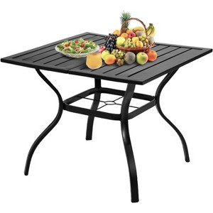 VINGLI 36" Square Patio Table for 4, Metal Outdoor Dining Table with Umbrella Hole, All-Weather Patio Dining Table Outdoor Table for Garden, Backyard - 1 of 4