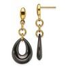 Chisel Stainless Steel Polished Yellow IP-plated Black Ceramic Dangle Earrings - 2 of 4