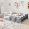 Sapphtopaz Full Size Platform Bed Frame with Safety Guardrails, Montessori Floor Bed Frame with Slats Support and Door for Kids, Toddlers - 2 of 4