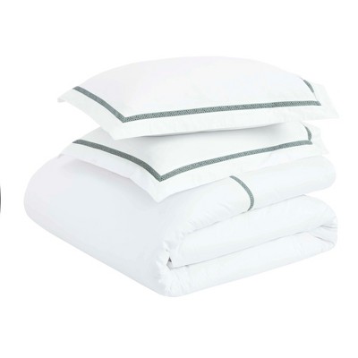 Cotton Cross-Stitch Embroidered 3 Piece Duvet Cover Set by Blue Nile Mills