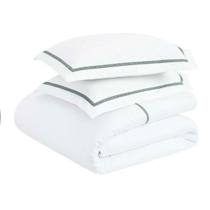 Cotton Cross-Stitch Embroidered 3 Piece Duvet Cover Set by Blue Nile Mills - 1 of 4