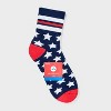 Women's Ribbed Cushioned Stars Short Crew Socks - Navy/Red/White 4-10: Recycled Polyester, Cushioned Sole - 2 of 3