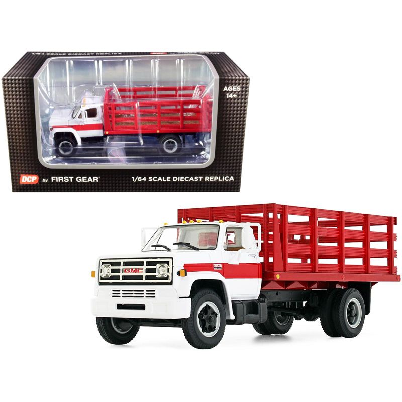 GMC 6500 Stake Truck White and Red 1/64 Diecast Model by DCP/First Gear, 1 of 4