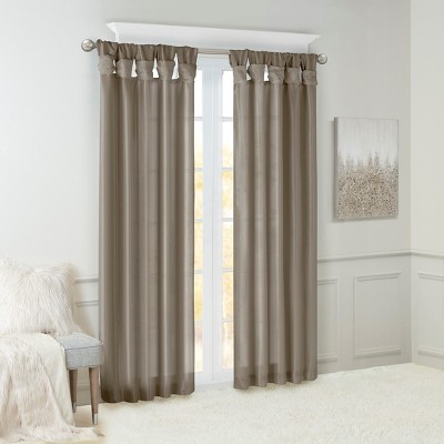 MAYEERTY 50x95" Twist Tab Lined Window Curtain Panel for Living Room Pewter