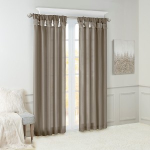 MAYEERTY 50x95" Twist Tab Lined Window Curtain Panel for Living Room Pewter - 1 of 4