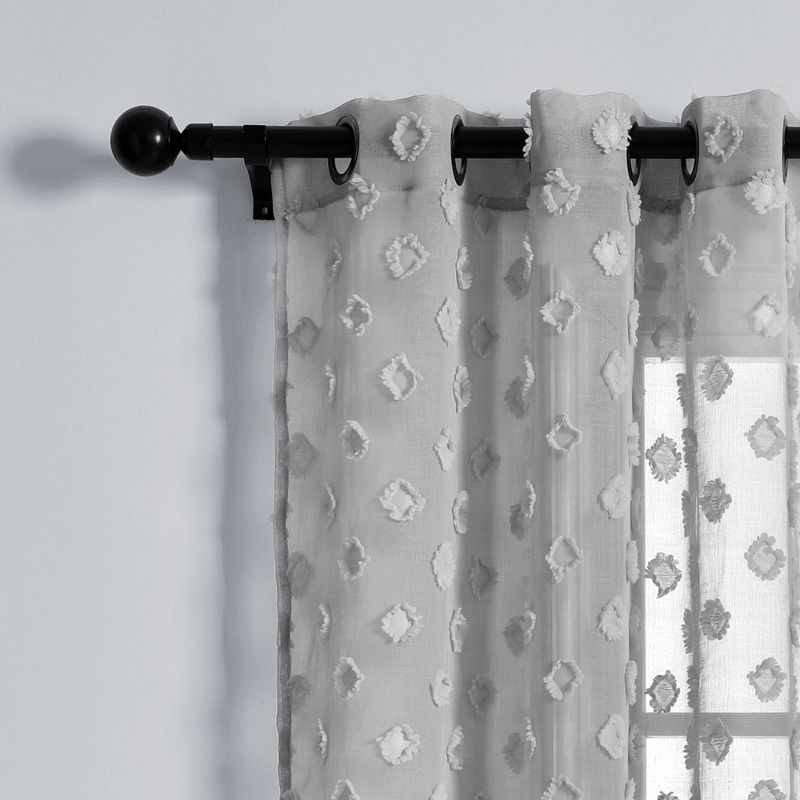 Set of 2 (84"x38") Textured Dot Grommet Sheer Window Curtain Panels - Lush Décor, 3 of 8