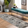 Vintage Traditional Distressed Floral Medallion Indoor Runner or Area Rug by Blue Nile Mills - 2 of 4