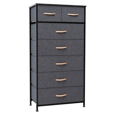 Crestlive Products 7 Drawers Vertical Dresser for Bedroom Storage Tower with Sturdy Steel Frame Wood Top Easy Pull Fabric Bins Handles