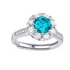 Guili 1.8ctw Blue Topaz & Lab-Created Moissanite Halo Cluster Adjustable Engagement Anniversary Promise Birthstone Ring - 3 of 3