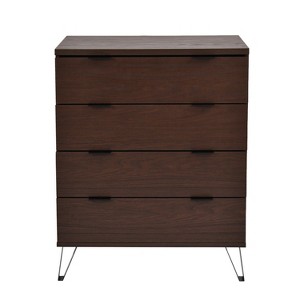GDFStudio Demijen Modern Industrial 4 Drawer Wide Dresser, Walnut/Matte Black - 1 of 4