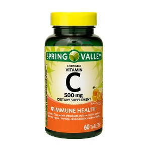 Spring Valley Vitamin C Chewable Tablets, Orange Flavor, 500 mg, 60 Count - 1 of 4