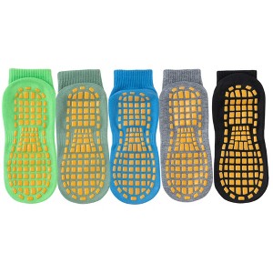 Anna-Kaci 5 Pairs Anti-Slip Grip Socks with PVC Bottom for Stability and Comfort in Multiple Color Options - 1 of 4