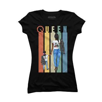 Junior's Design By Humans Mother's Day Black Mom Queen Retro Stripes By duron4 T-Shirt