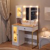 Modern Makeup Vanity Desk with Mirror, Charging Station, Ample Storage Drawers & Acrylic-Door Cabinets, Wooden Dressing Table for Bedroom - 2 of 4