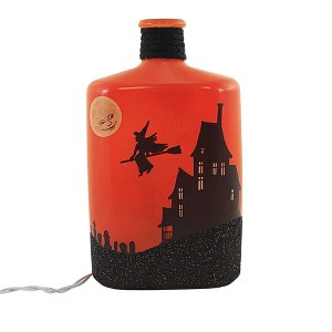 Stony Creek 8.0 Inch Halloween Pre-Lit Glass Bottle Moon Witch Bats Novelty Sculpture Lights - 1 of 3