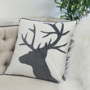 PAGED 20" Holiday Decorative Pillows,Velvet Accent Reindeer Pillow with Insert, Festive Decorative Pillows for Bed - 1 of 4