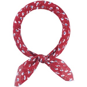 INSPIRE CHIC Women's Floral Printed Blended Cotton Small Square Neck Scarves 21.7x21.7" 1Pc - 1 of 4