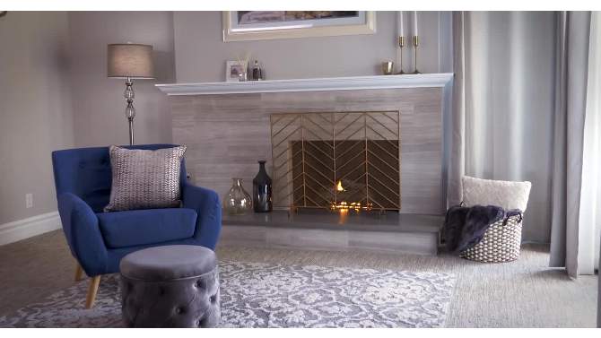 Best Choice Products 38x31in Single Panel Handcrafted Iron Chevron Fireplace Screen w/ Distressed Finish, 2 of 13, play video