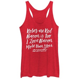 Women's CHIN UP Valentine's Day Bacon Love Racerback Tank Top - 1 of 3