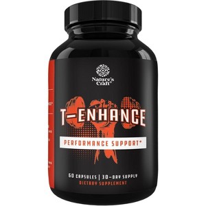 Testosterone Supplement for Men, Horny Goat Weed, Maca Root, Tongkat Ali & Tribulus Terrestris, Energy Performance Build Muscles, Nature's Craft, 60ct - 1 of 4