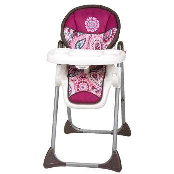 Baby Trend Sit-Right Durable Steel Frame Compact Freestanding Foldable High Chair w/Reclining Seat, Safety Harness, & Removable Tray Insert, Paisley