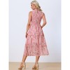 INSPIRE CHIC Women's Sleeveless Floral Ruffles Crew Neck Chiffon Smocked Sundresses - 3 of 4
