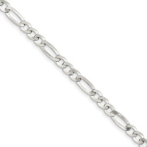Black Bow Jewelry 5.5mm Sterling Silver Flat Figaro Chain Bracelet - 1 of 4