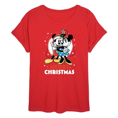 Women s Disney Merry Christmas Oversized Graphic T Shirt Red Small