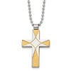 Chisel Stainless Steel Brushed and Yellow IP-plated Cross Pendant on a 22" Ball Chain Necklace - 2 of 4