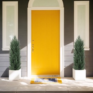 Gulches 4FT Artificial Green Pine Cypress Tree (2pcs/set) - Realistic Faux Plant with Dense Foliage, Weather-Resistant Plastic, Weighted Pot - 1 of 4