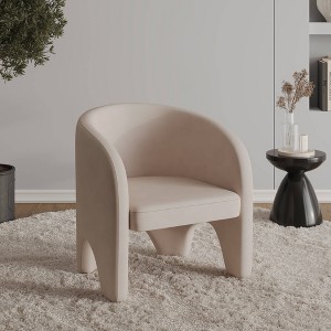 LeisureMod Lylo Collection Upholstered Modern Accent Chair with Barrel Back Design and Iron Frame – Living Room, Bedroom, Office, Lounge - 1 of 4