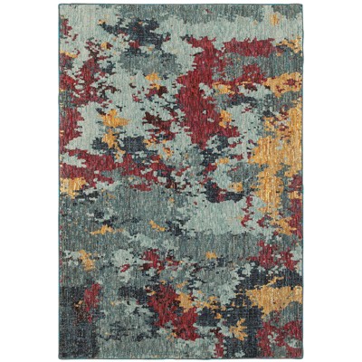 Oriental Weavers Evolution 8036C Blue/ Red Indoor Area Rug - 5'3" x 7'3"