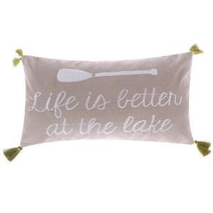 Life is Better Lake with Tassels Pillow - Levtex Home - 1 of 3