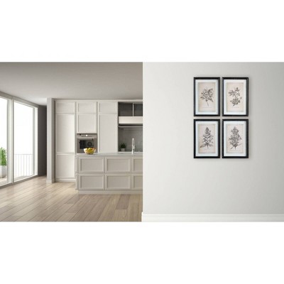 Set of 4 Black Wood Framed Botanical Wall Art Prints