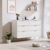 GlasFlength Decorative Storage Cabinets, Rounded Corner Striped Six Door Cabinet, Modern Cabinet for Bedroom, Living Room, White 43.3"*13.8"*30" - 2 of 4
